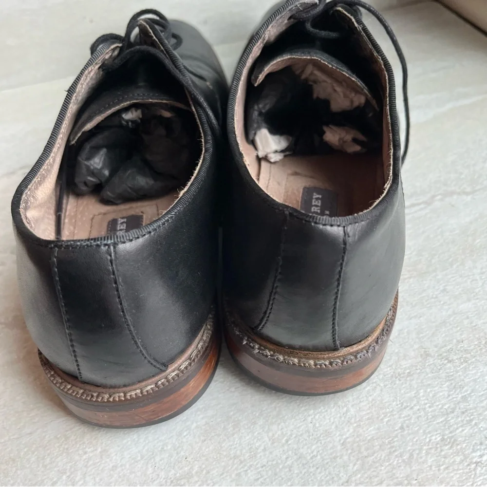 ** Aston Grey Leu Leather Oxford Black Shoes Size 8.5 EUC